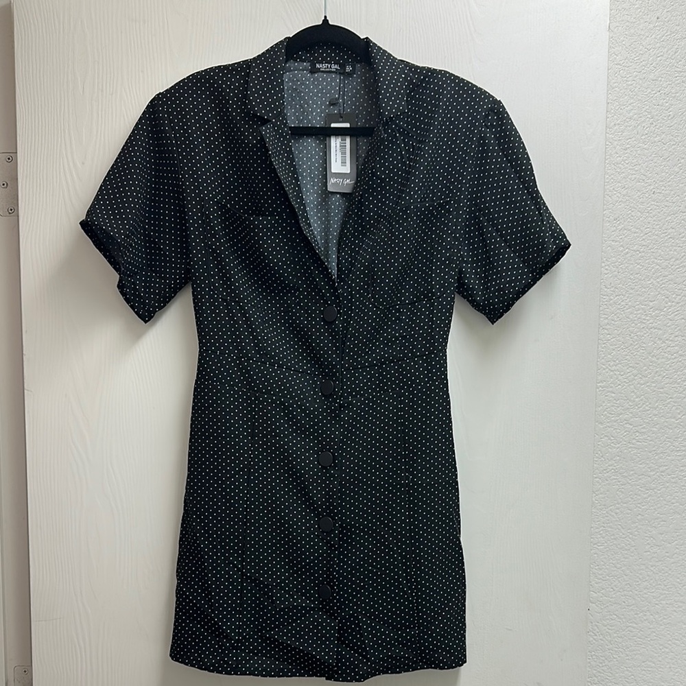 Nasty GalBlack Polka Dot Button-Up Top